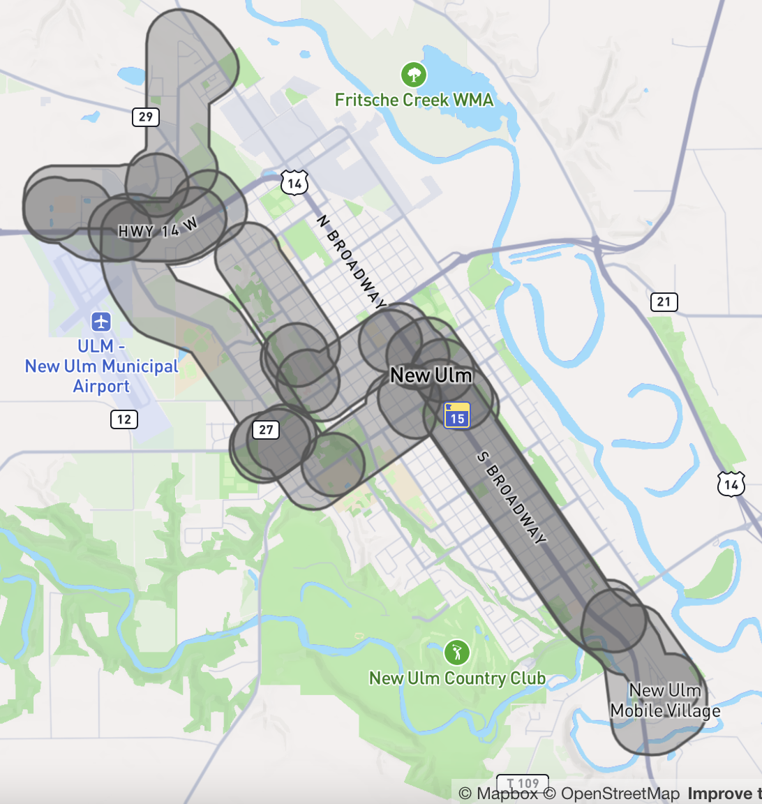 deviated route zones